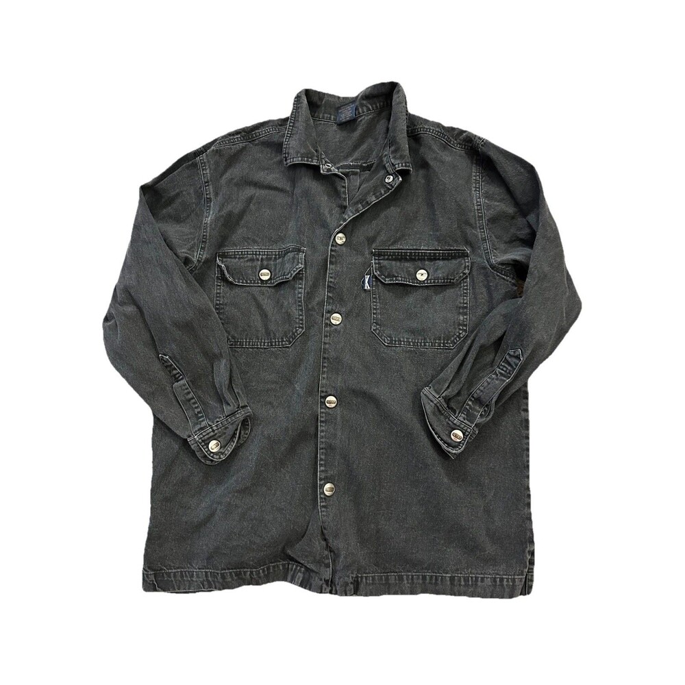 Vintage Y2K Karl Kani Black Denim Trucker Jacket Mens XL Hip Hop Grunge 90s